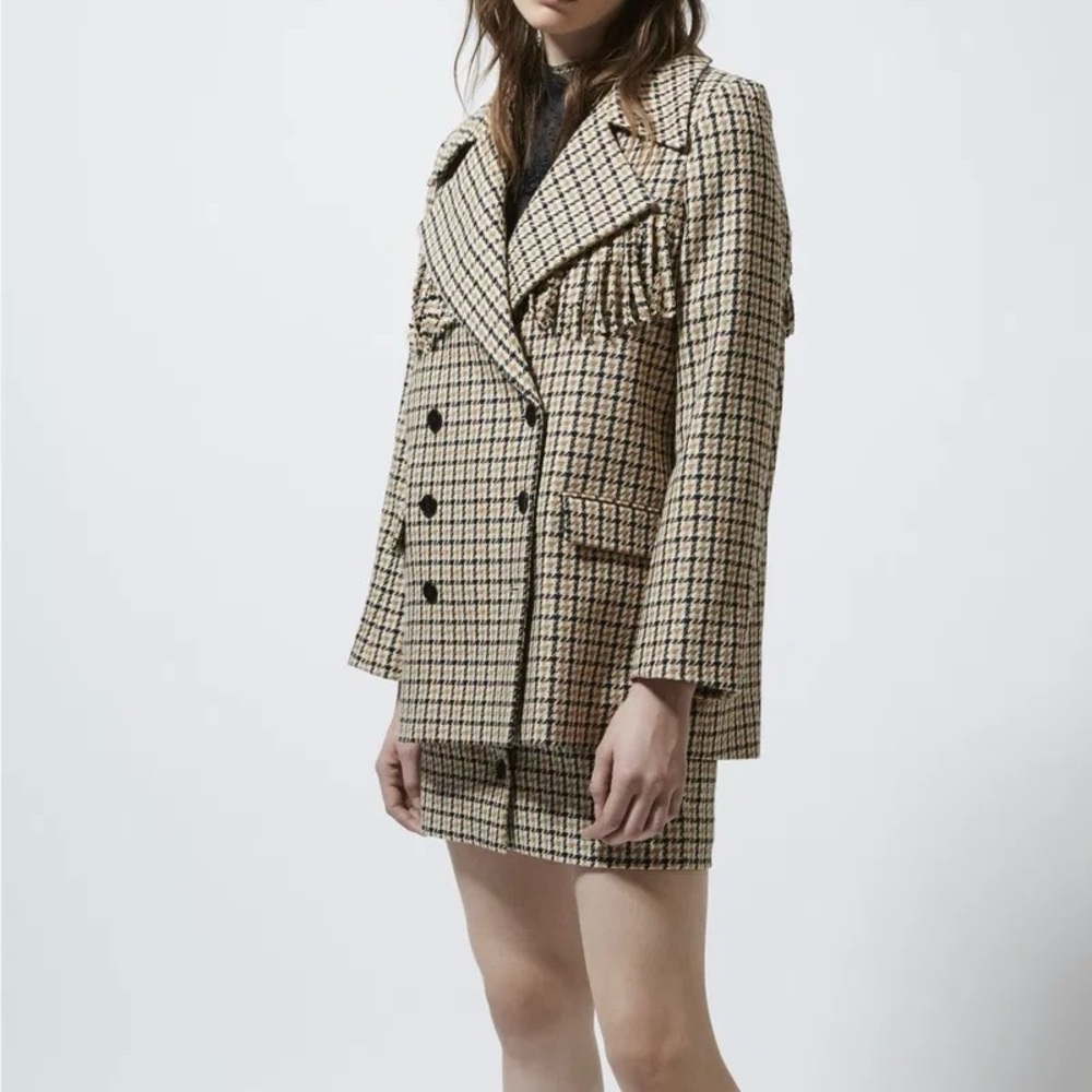 The Kooples Patterned Formal Wool Jacket With Fringing - Picture 3 of 14